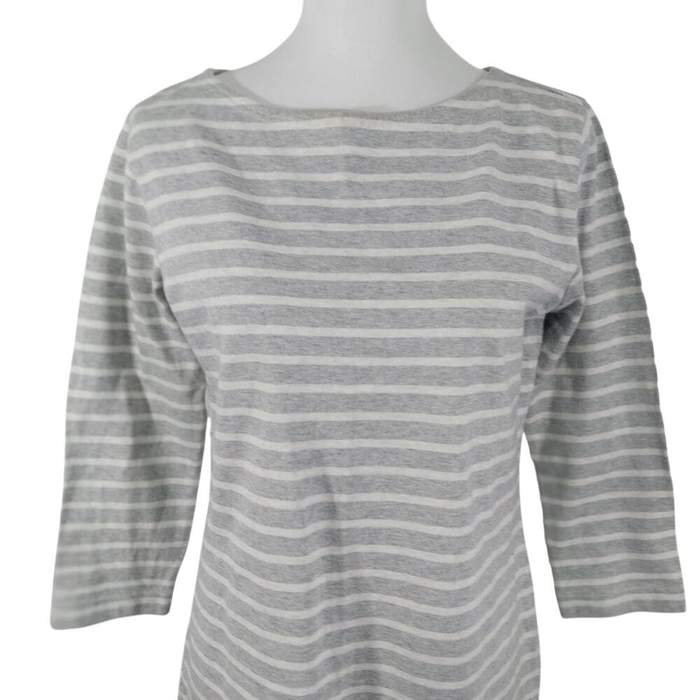 VINEYARD VINES! ASH GRAY & WHITE STRIPED 100% COTTON KNIT LONG SLEEVE DRESS! S - Picture 4 of 12